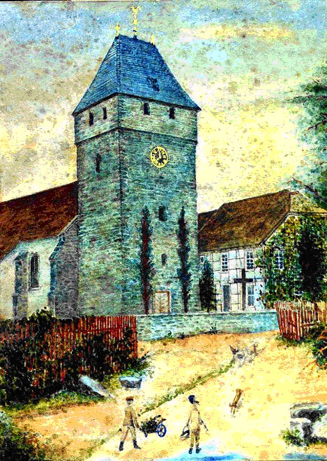 Pastellzeichnung der Kirche