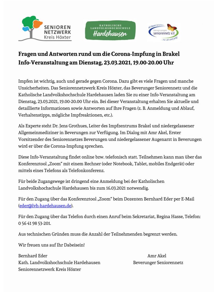 Infoveranstaltung Impfen gegen Corona