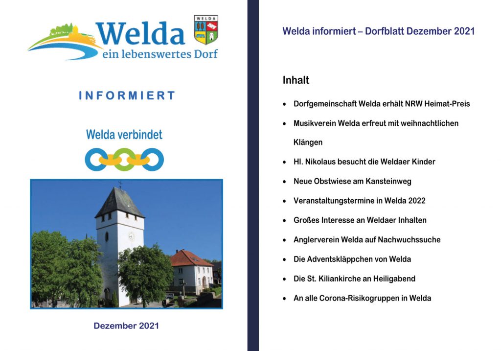 Welda Informiert - Dorfblatt Dezember 2021