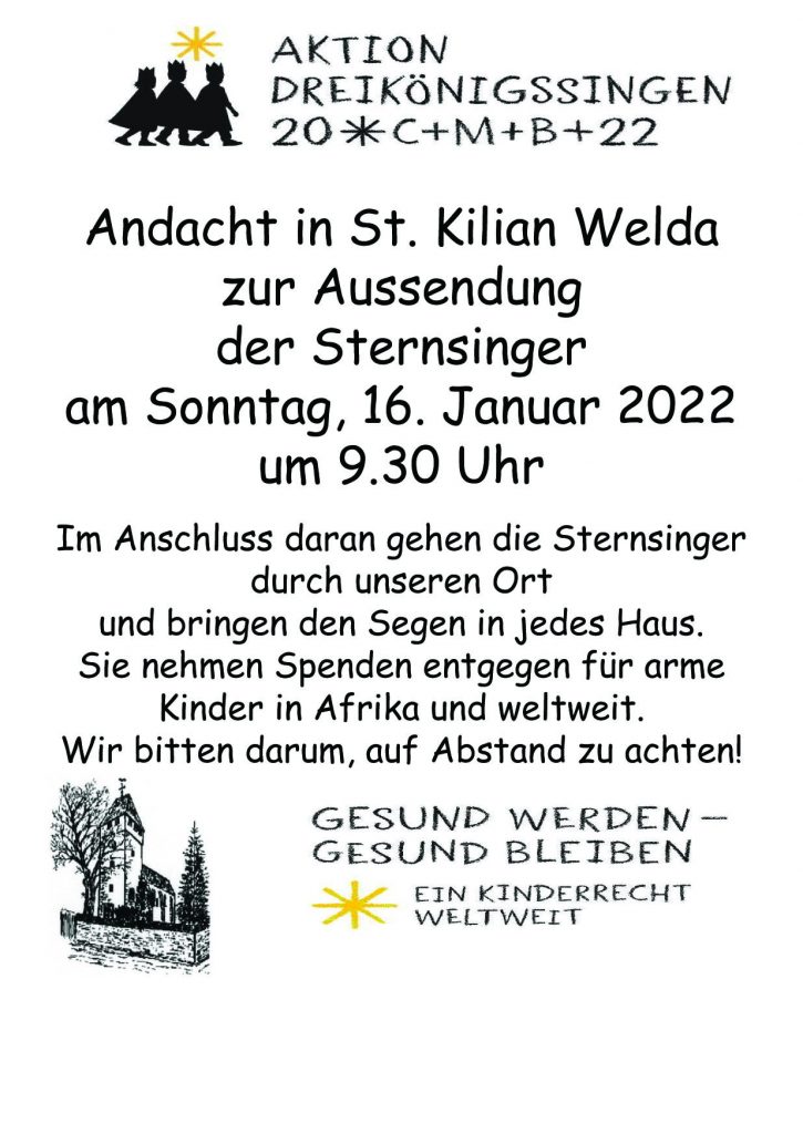 Plakat zur Andacht Sternsinger 2022