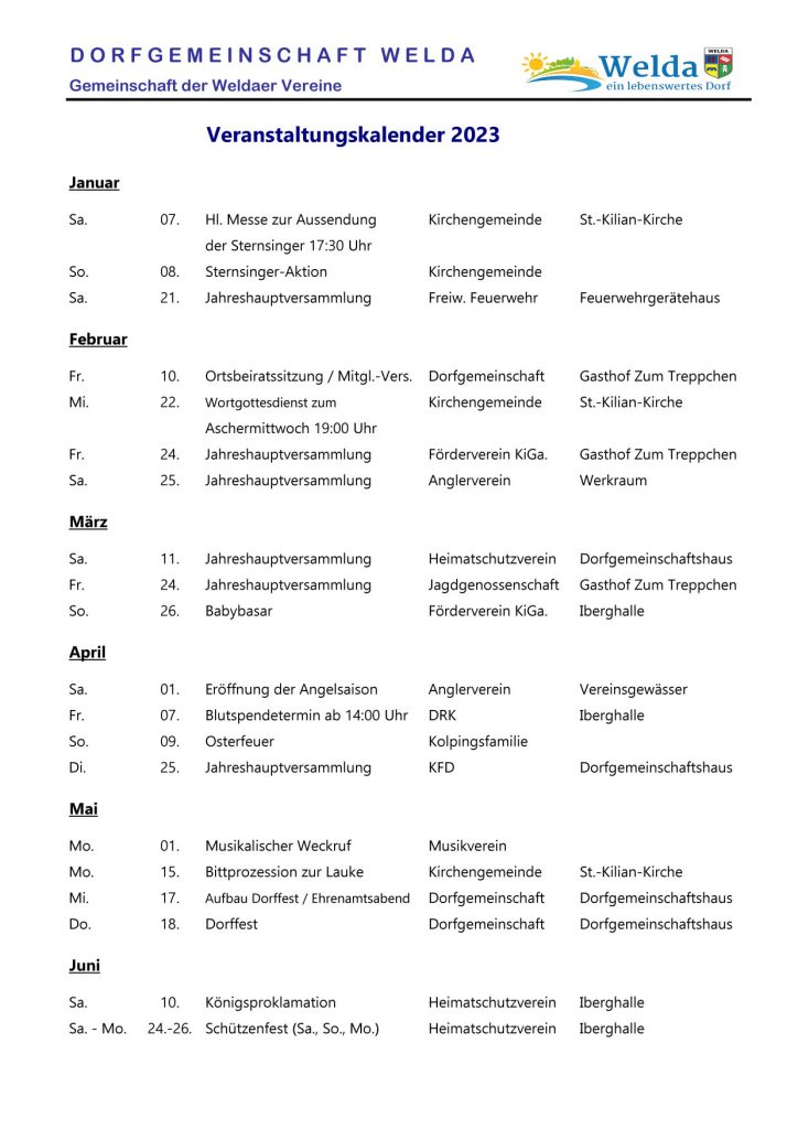 Welda-Veranstaltungskalender 2023 S1