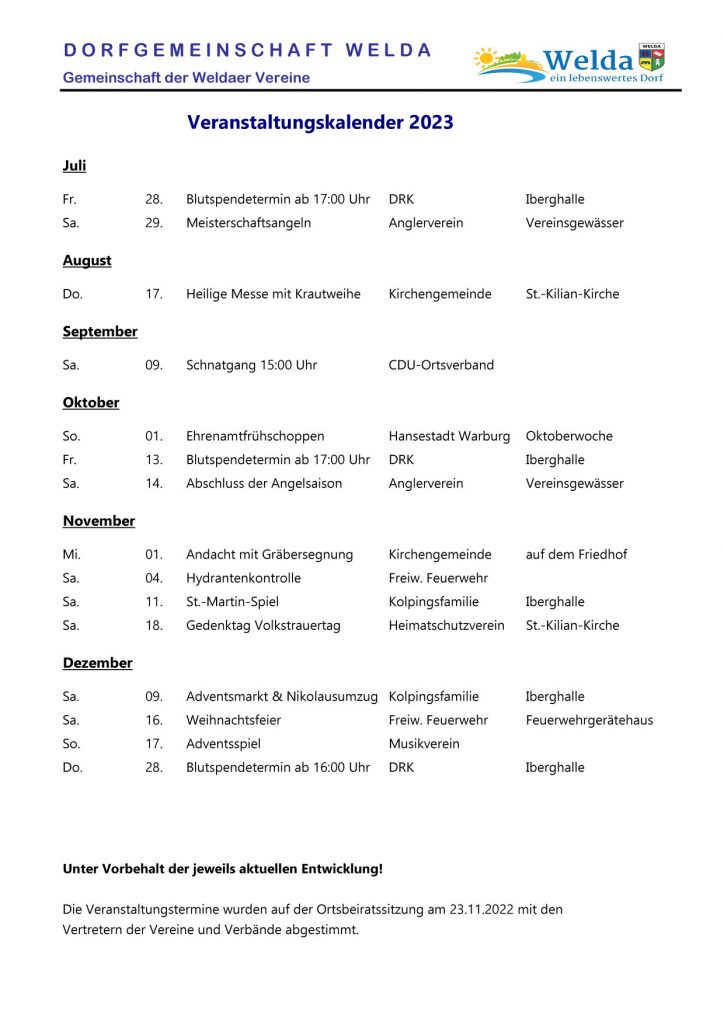 Welda-Veranstaltungskalender 2023 S2