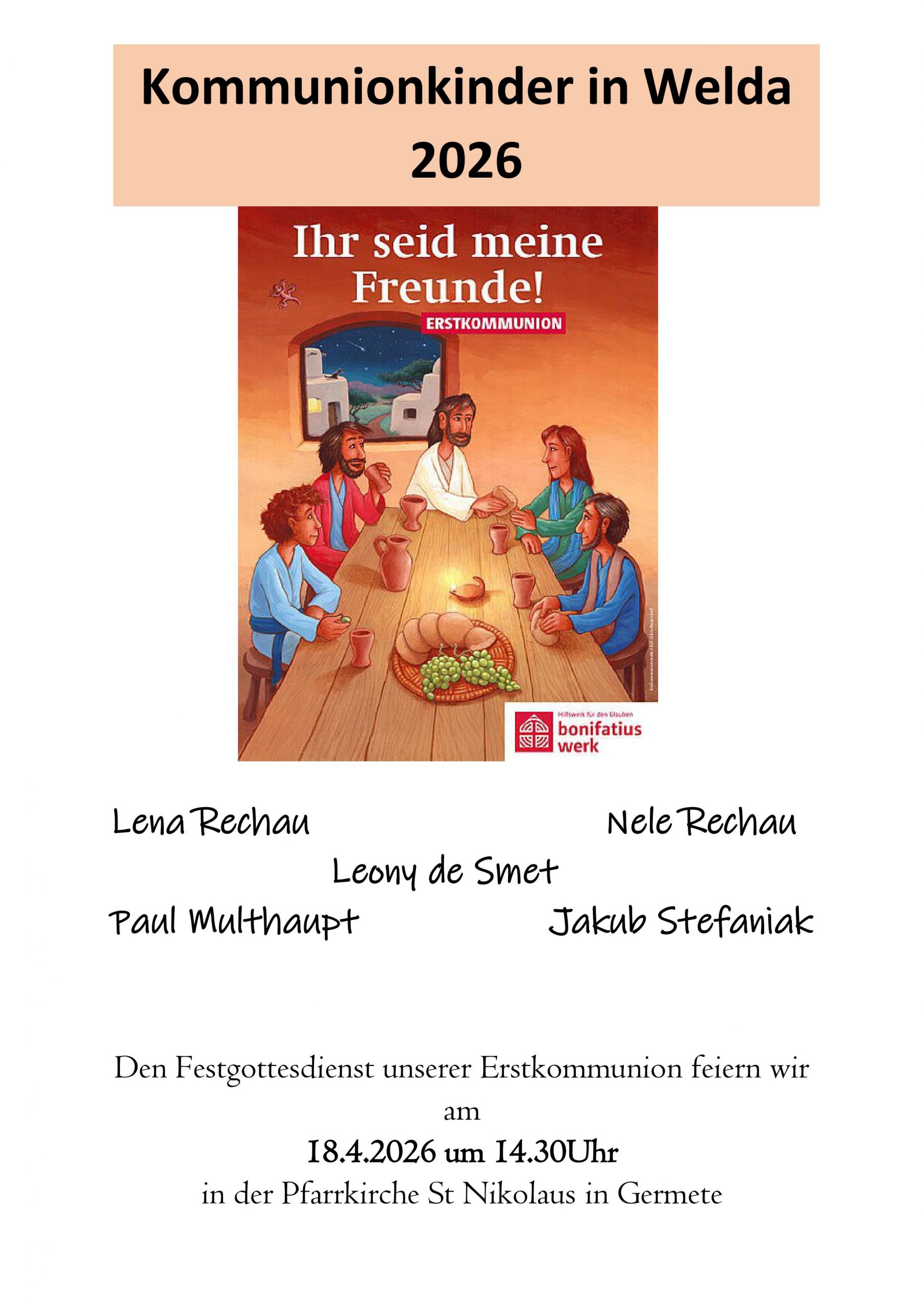 Kommunionkinder in Welda 2026